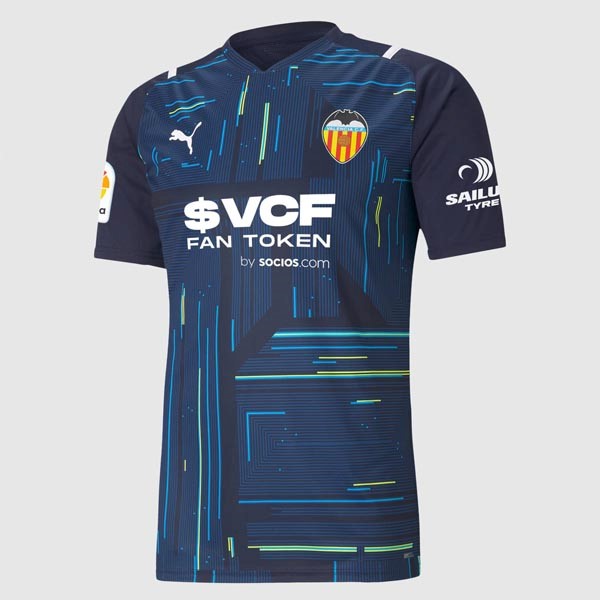 Thailand Trikot Valencia Torwart 2021-2022 Blau Günstige Fußballtrikots